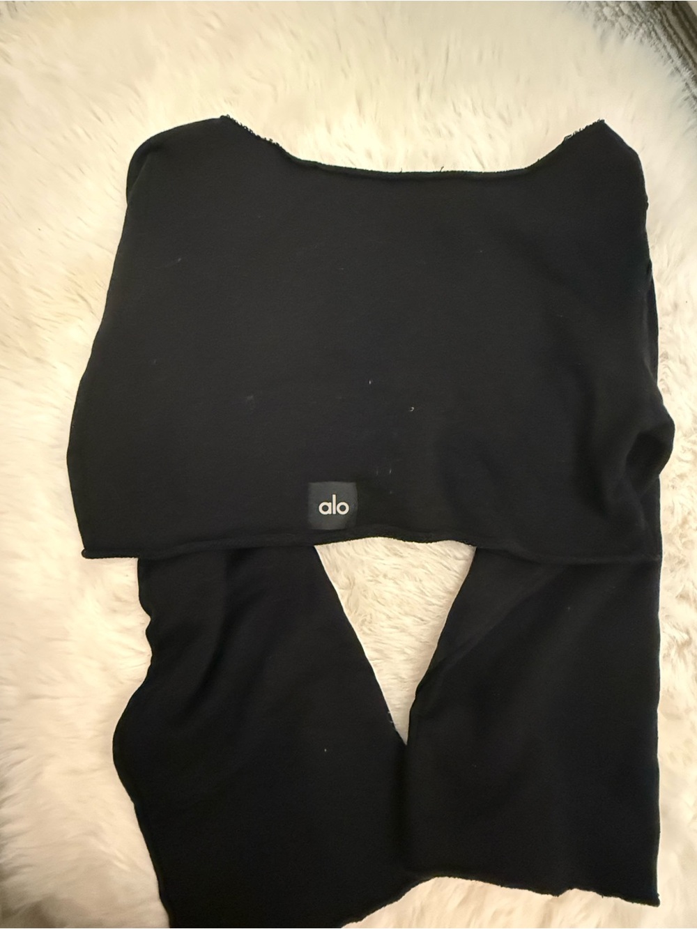 ALO Yoga Black Cropped Oversized Sweatshirt